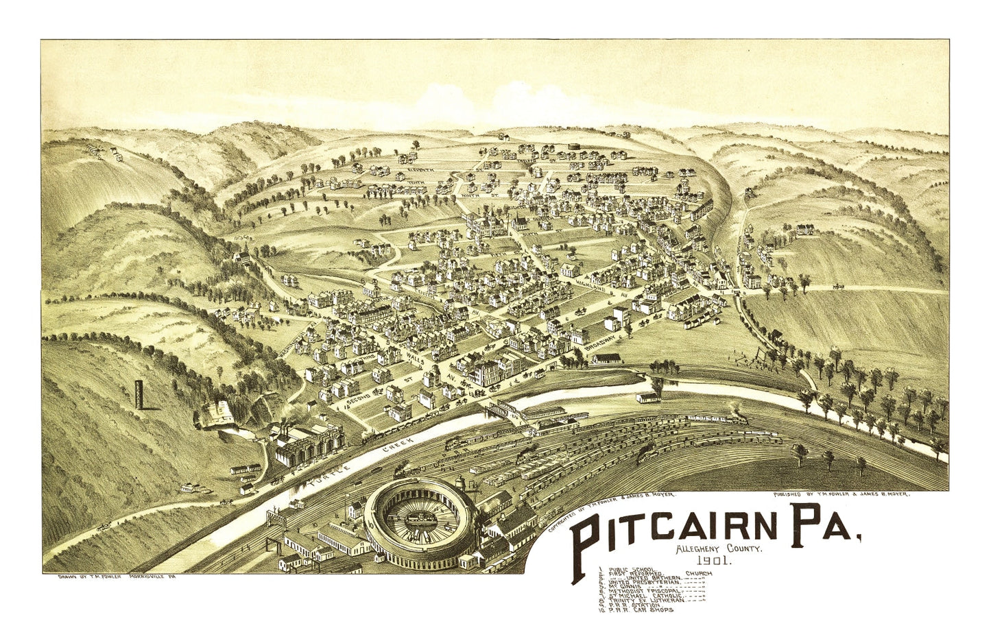 Vintage Map of Pitcairn, Pennsylvania, 1901