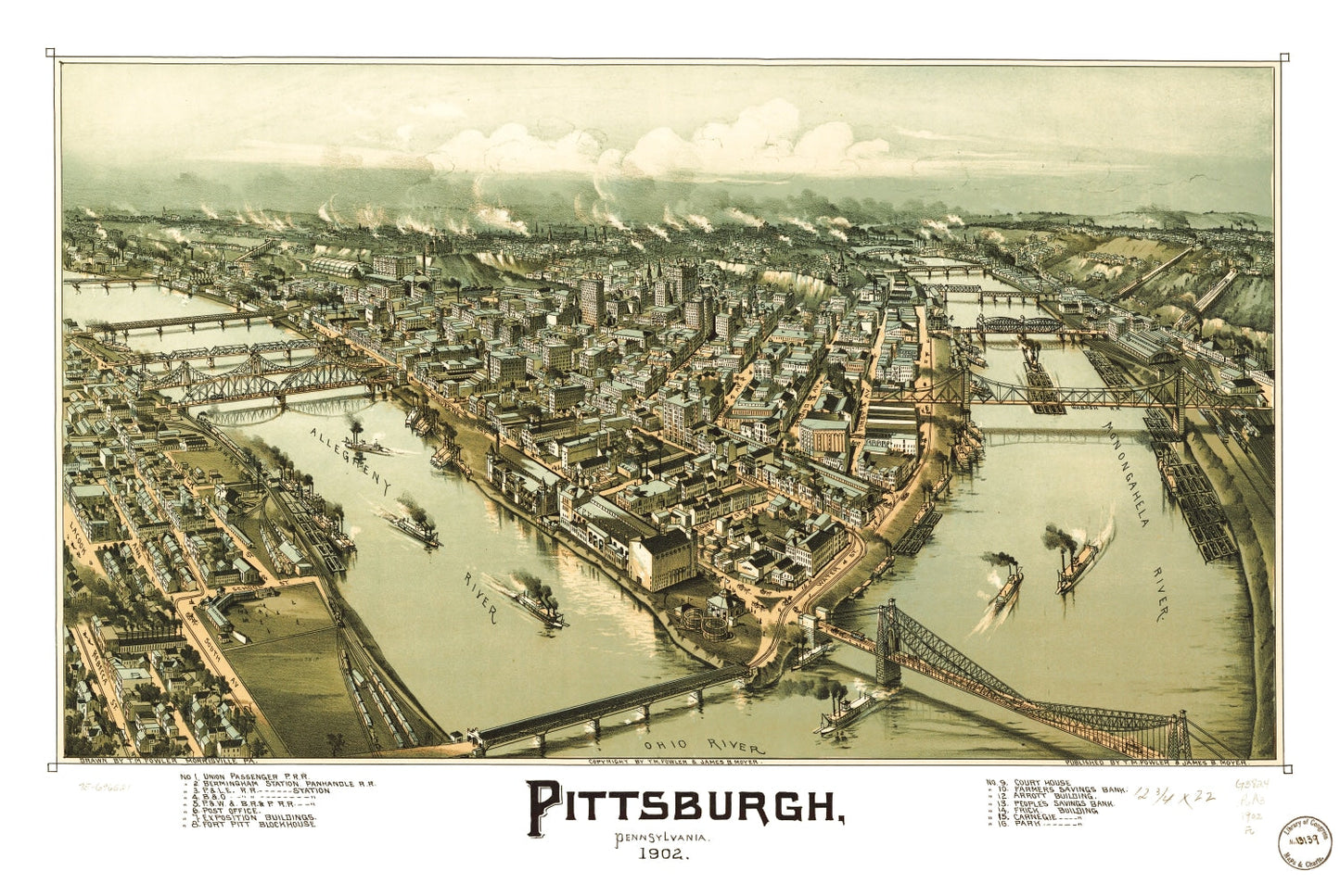 Vintage Map of Pittsburgh, Pennsylvania, 1902