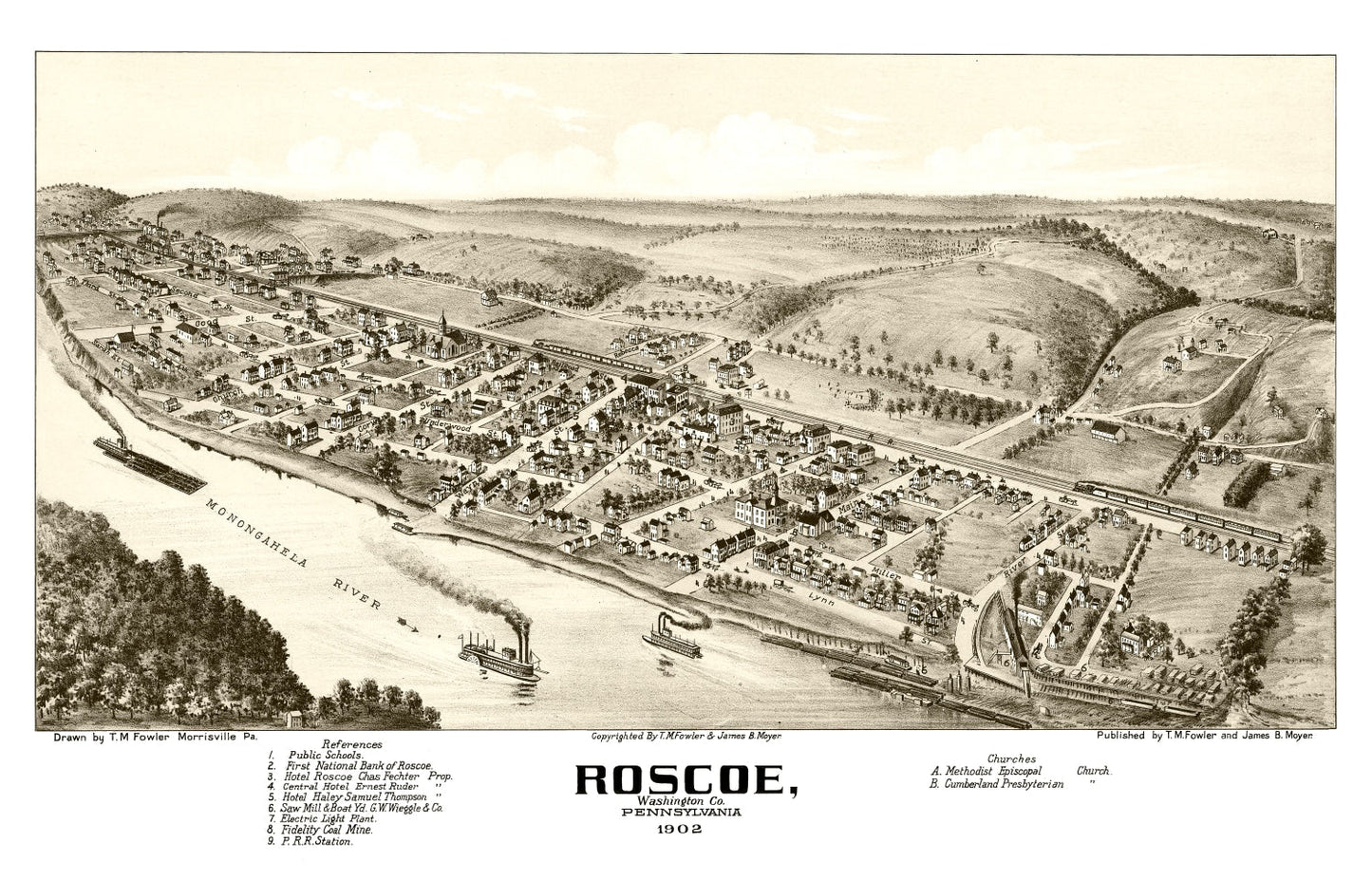 Vintage Map of Roscoe, Pennsylvania, 1902