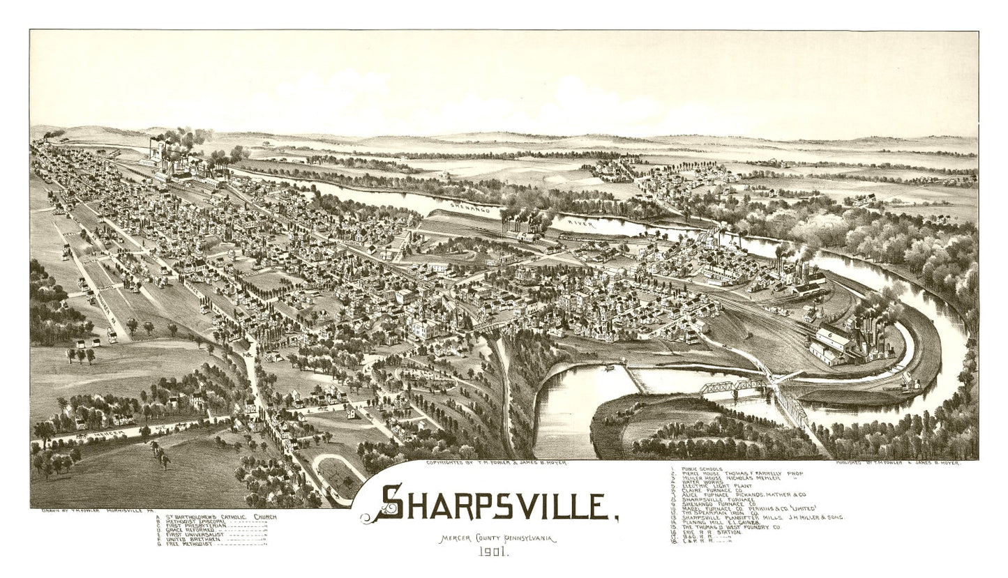 Vintage Map of Sharpsville, Pennsylvania, 1901