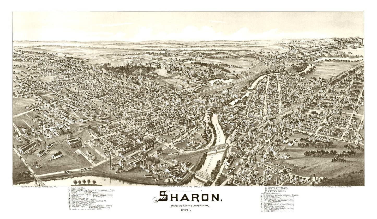 Vintage Map of Sharon, Pennsylvania, 1901