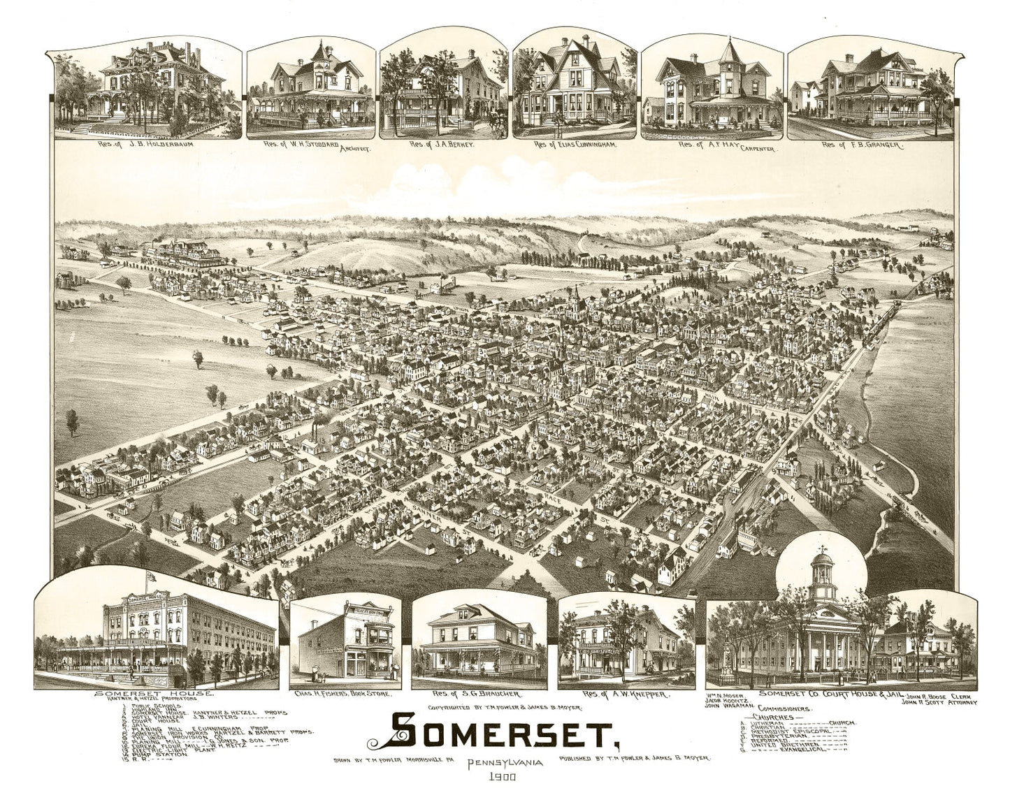 Vintage Map of Somerset, Pennsylvania, 1900
