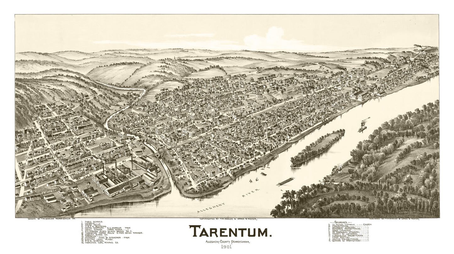 Vintage Map of Tarentum, Pennsylvania, 1901