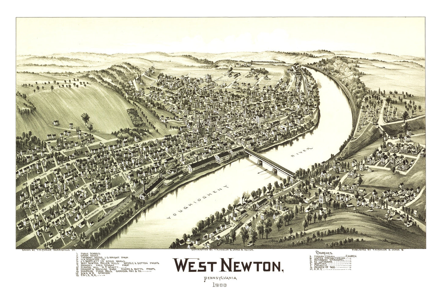 Vintage Map of West Newton, Pennsylvania 1900