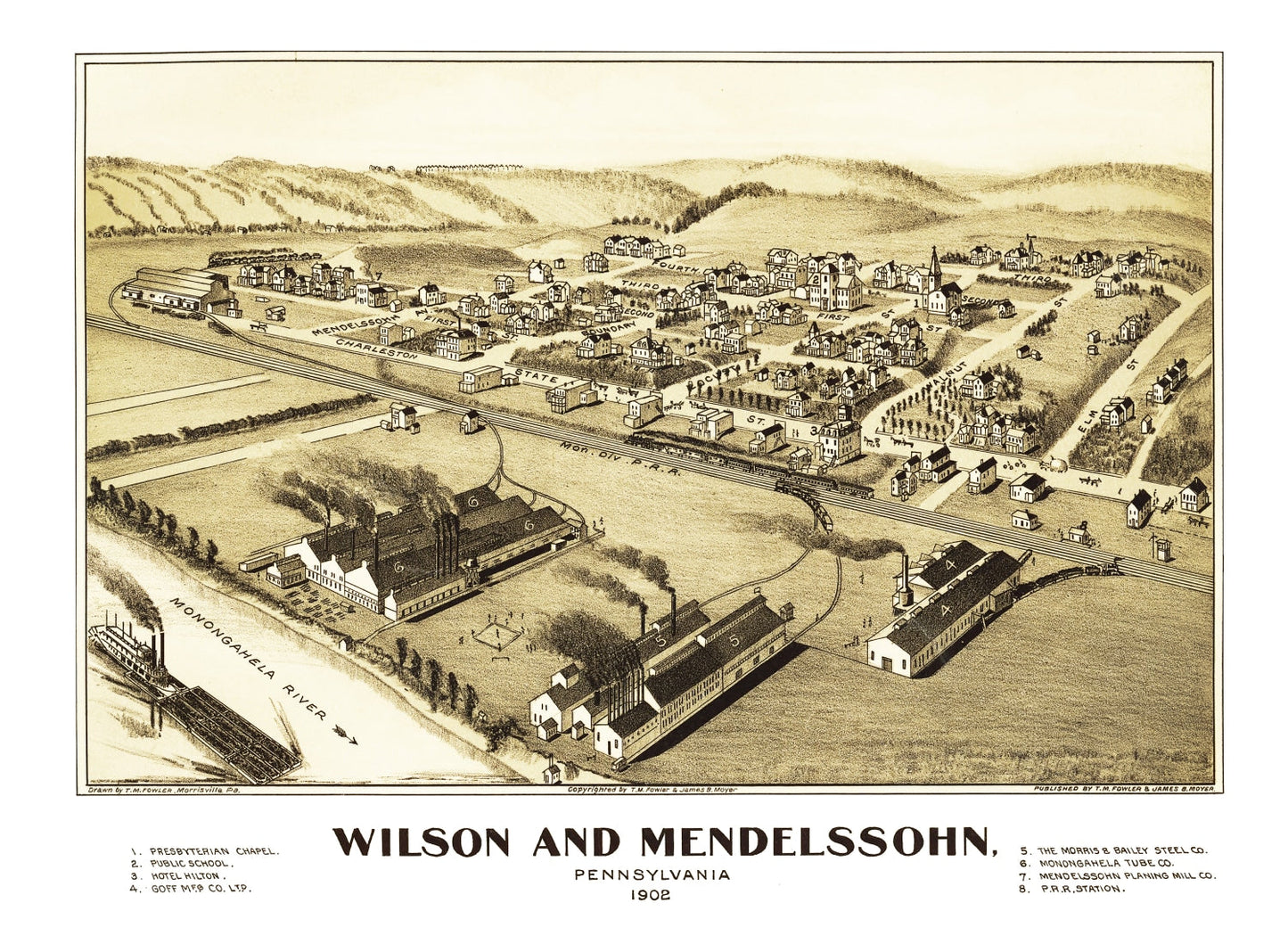Vintage Map of Wilson and Mendelssohn, Pennsylvania, 1902