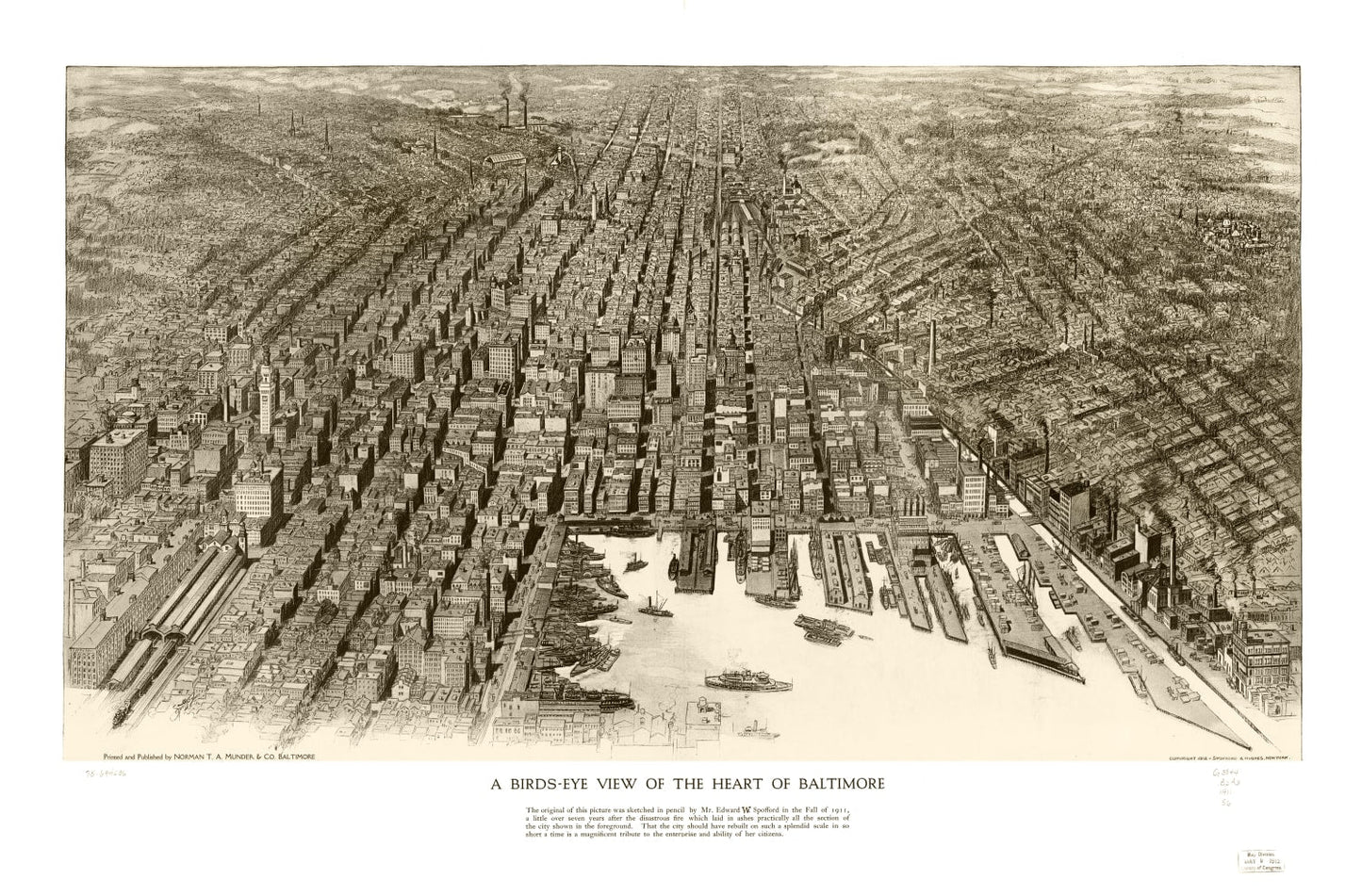 Vintage Map of Baltimore, Maryland, 1912