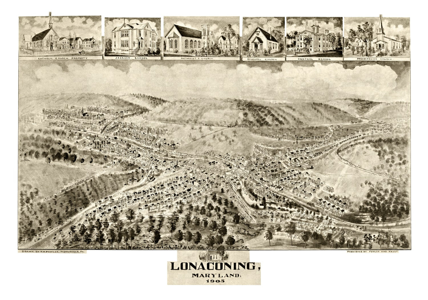 Vintage Map of Lonaconing, Maryland, 1905