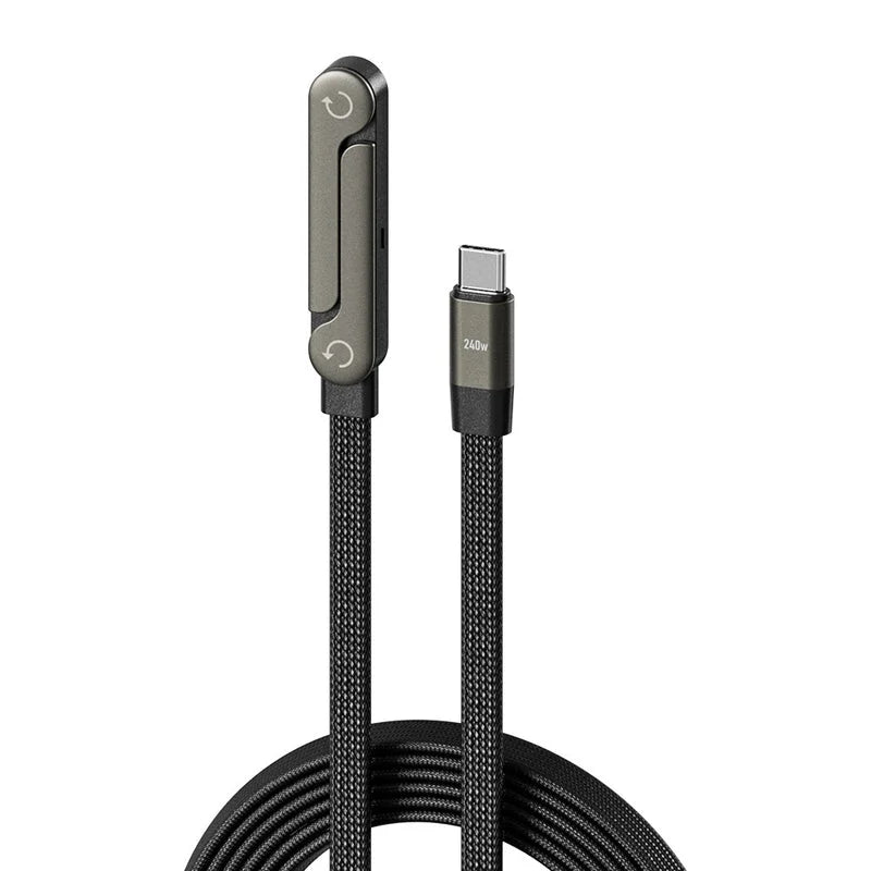 240W Type-C to Type-C fast charging cable with foldable phone stand bracket and braided design