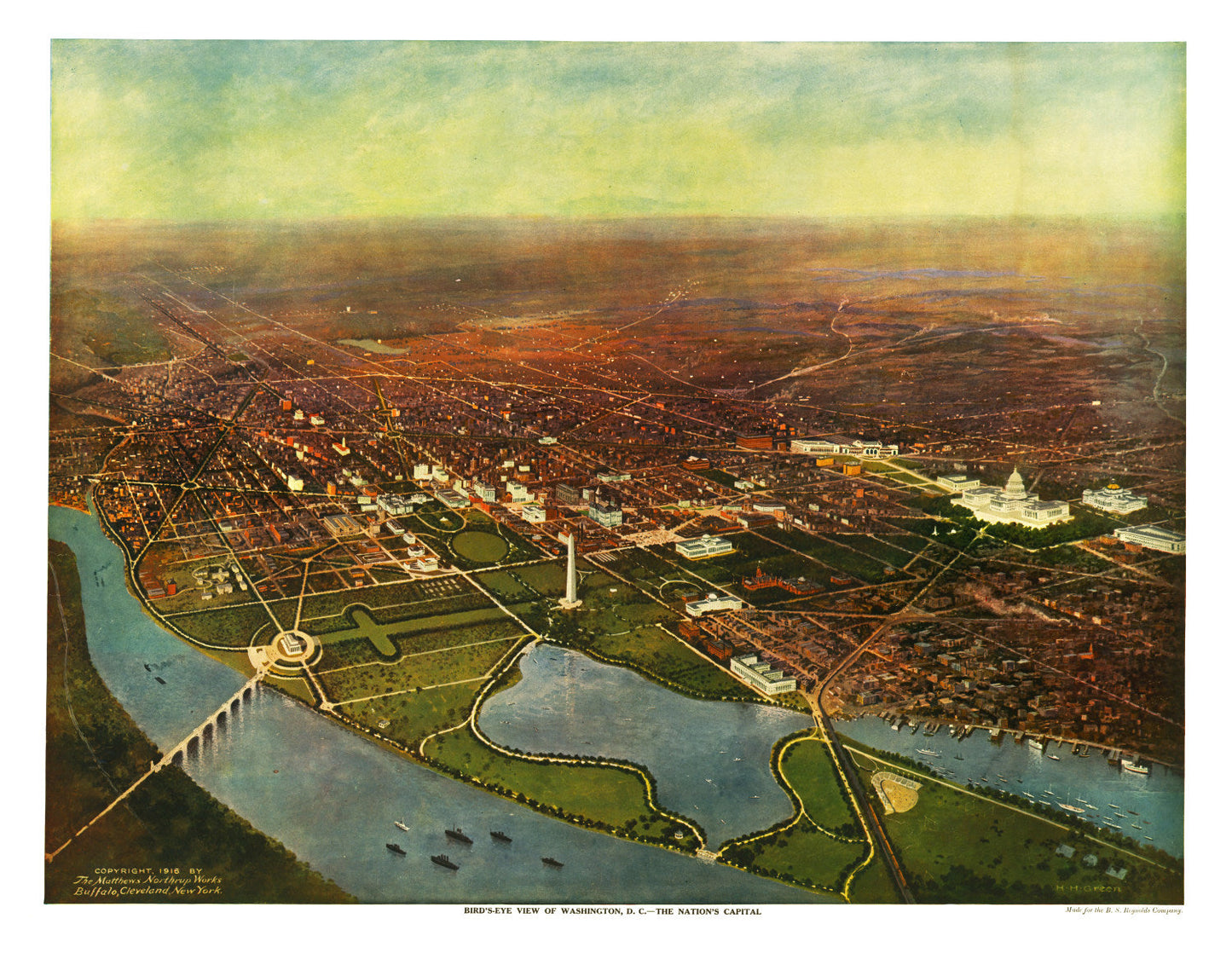 Vintage Map of Washington, DC, 1916