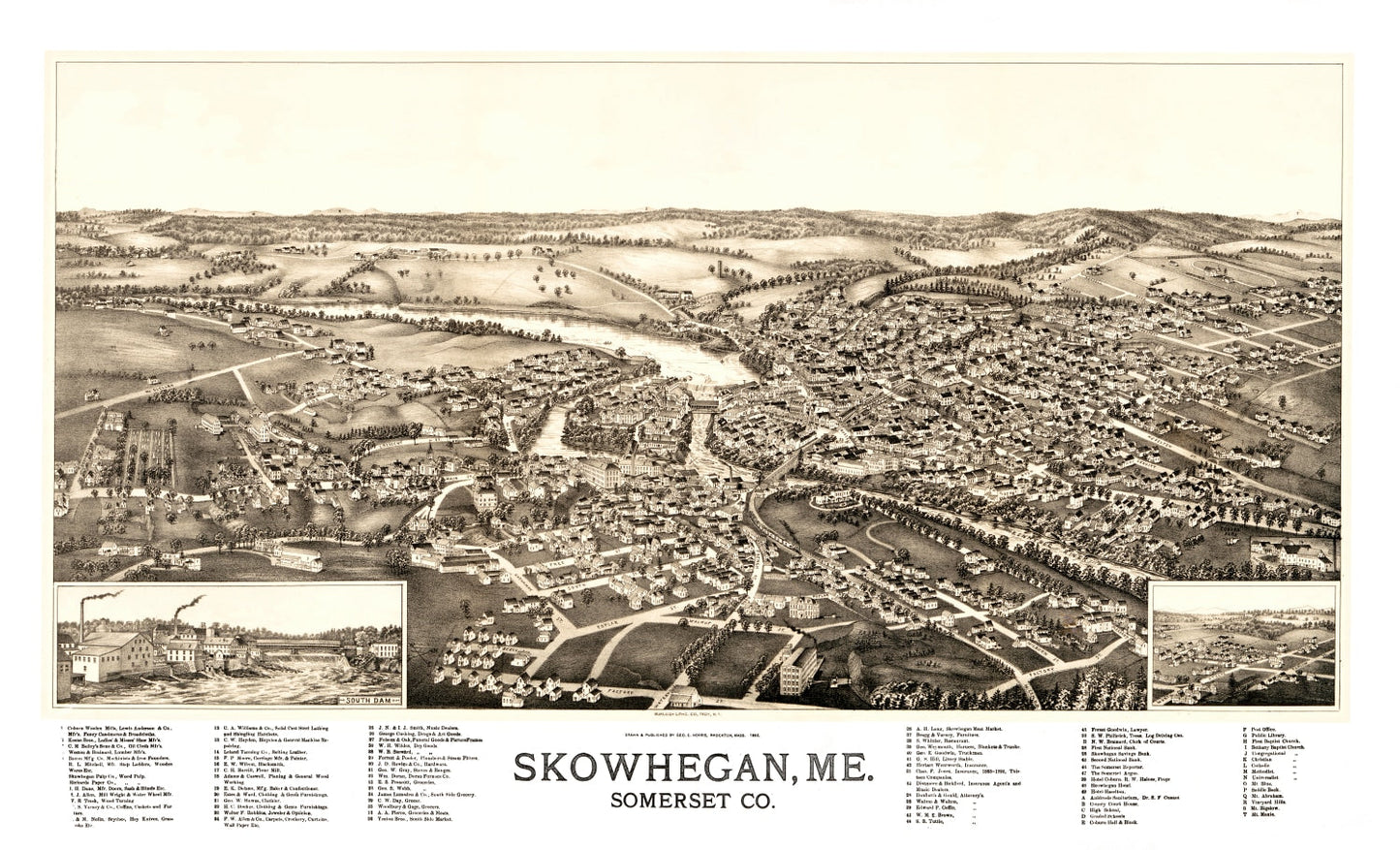 Vintage Map of Skowhegan, Maine, 1892 II