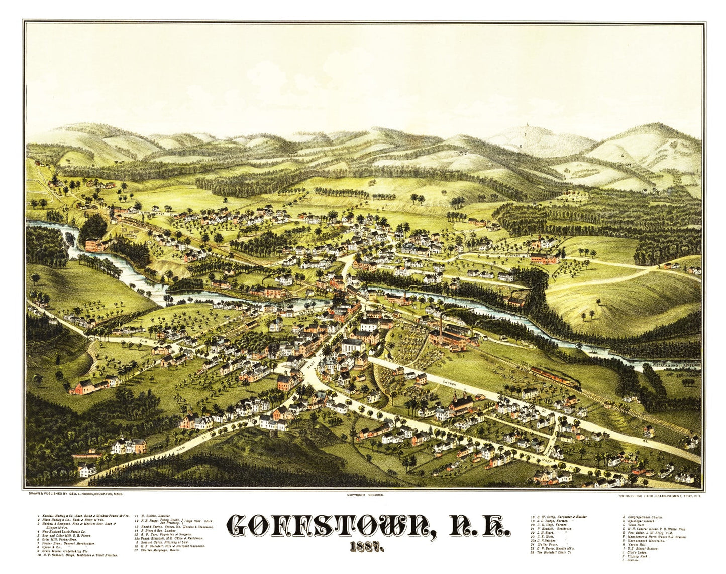 Vintage Map of Goffstown, New Hampshire, 1887 No. 2