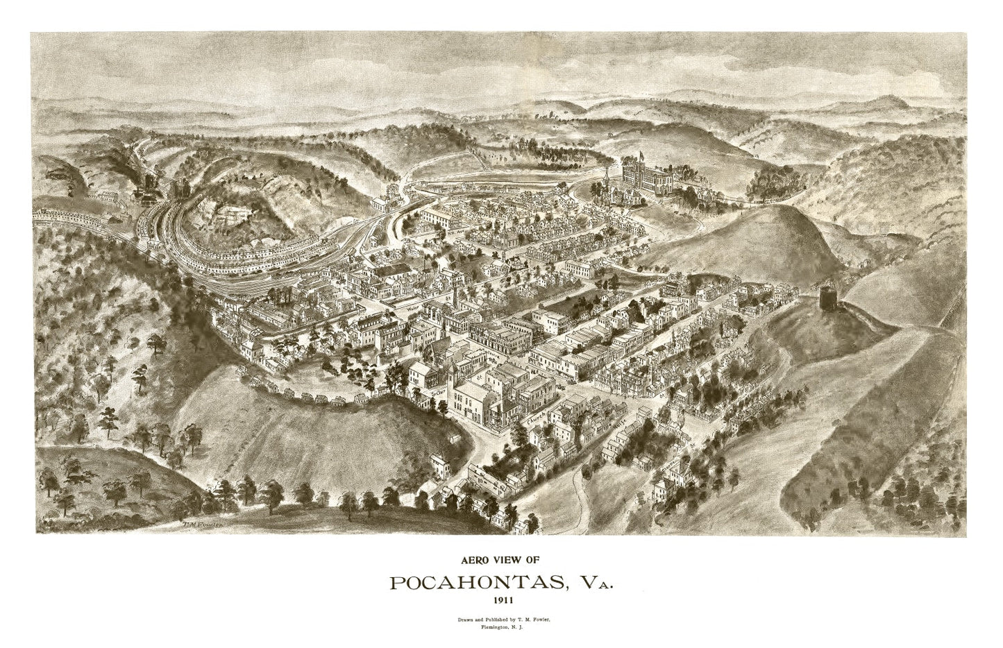 Vintage Map of Pocahontas, Virginia, 1911
