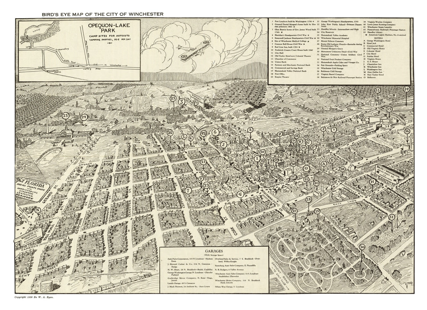 Vintage Map of Winchester, Virginia 1926