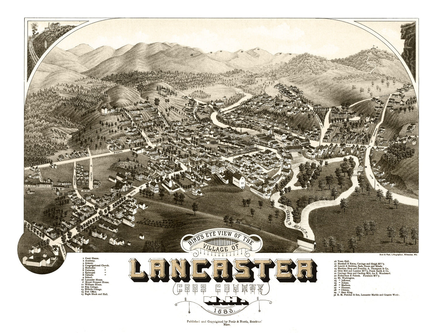 Vintage Map of Lancaster, New Hampshire, 1883