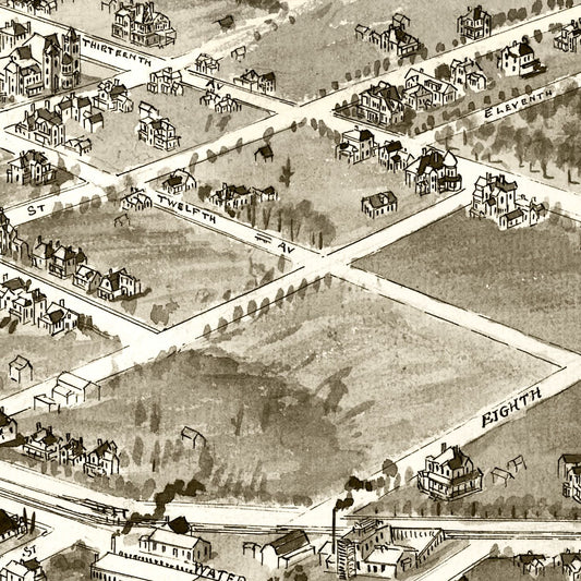 Vintage Map of Hickory, Catawba County, North Carolina, 1907