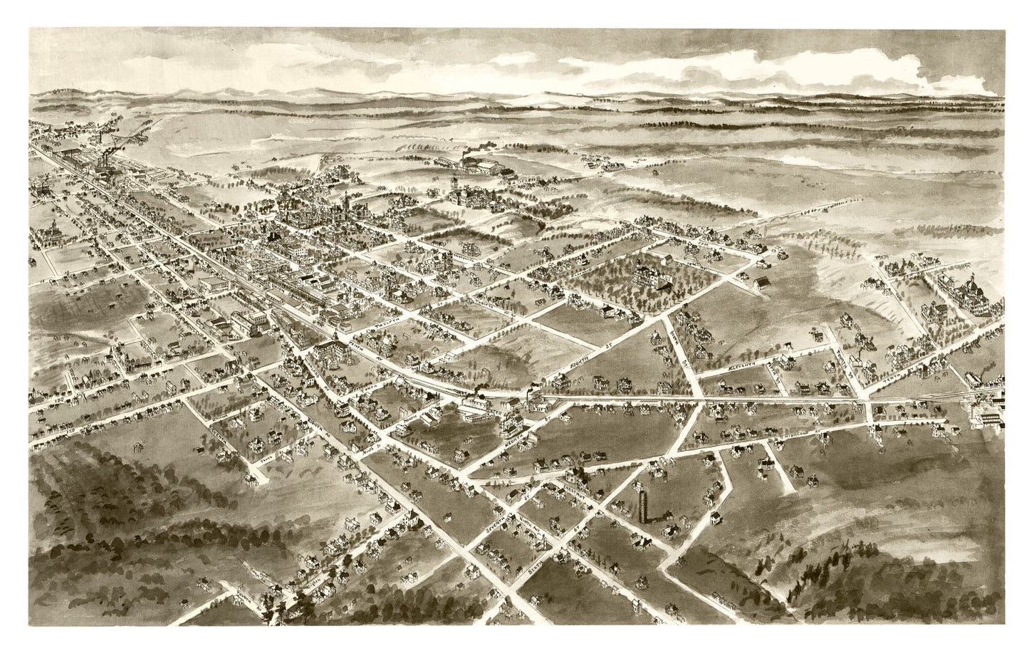 Vintage Map of Hickory, Catawba County, North Carolina, 1907