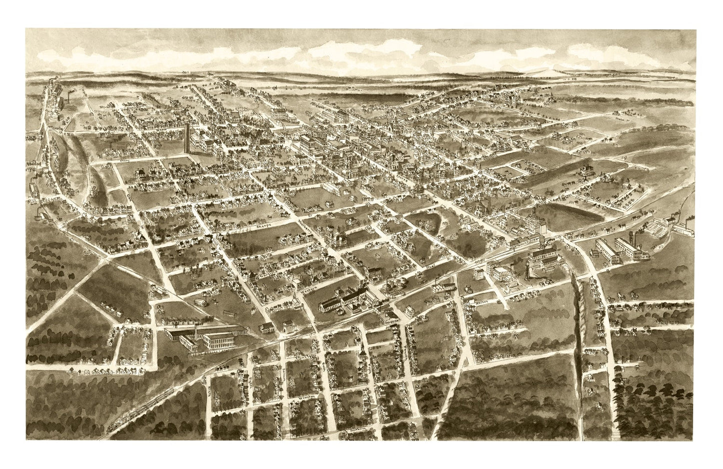 Vintage Map of Statesville, North Carolina, 1907