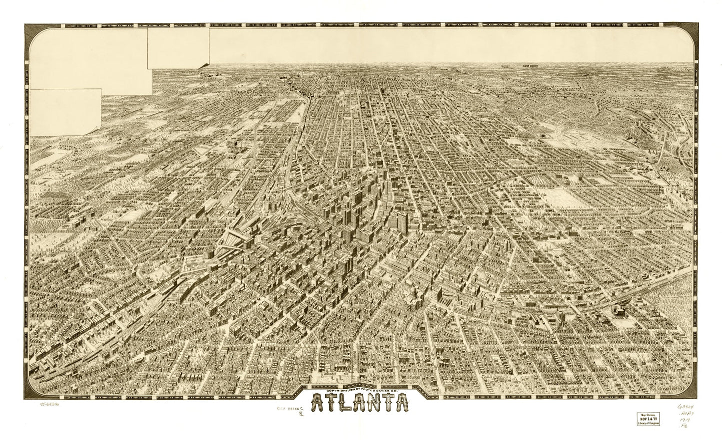 Vintage Map of Atlanta, Georgia, 1919