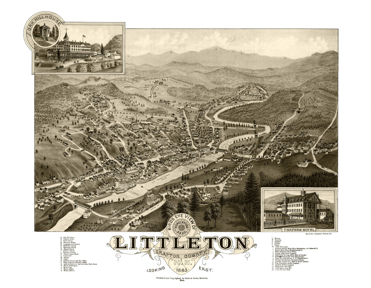 Vintage Map of Littleton, New Hampshire, 1883