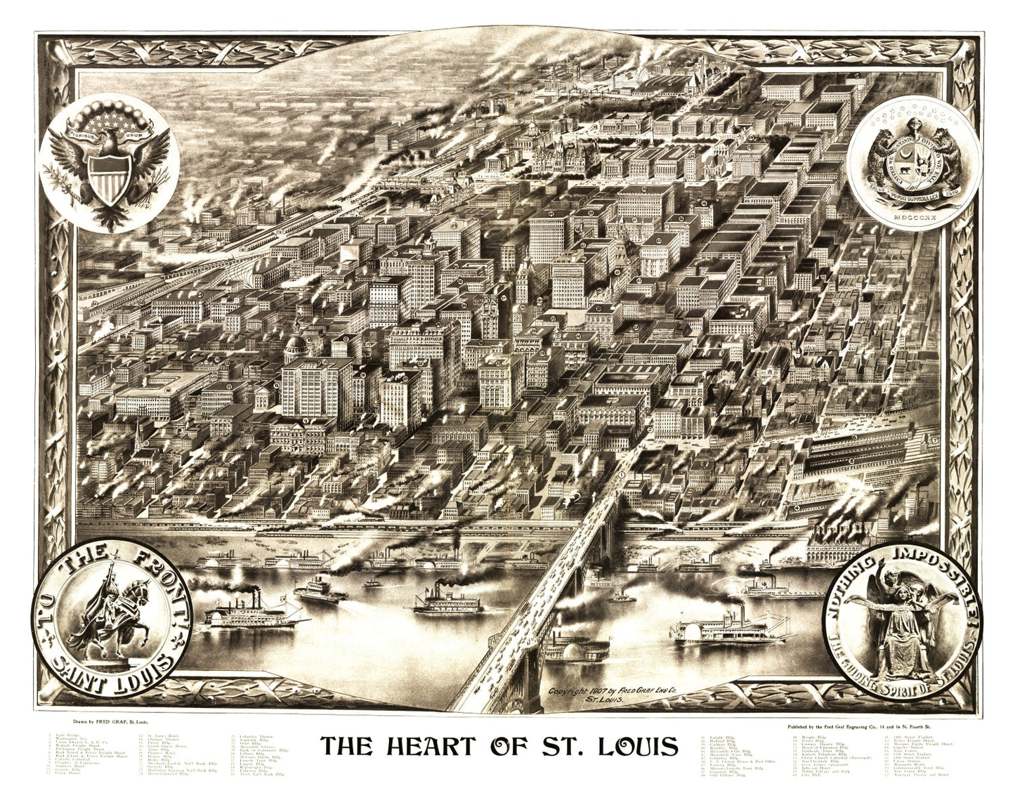 Vintage Map of St. Louis, Missouri, 1907