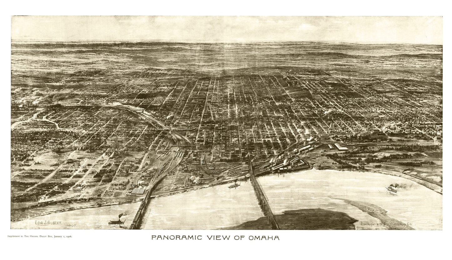Vintage Map of Omaha, Nebraska, 1906