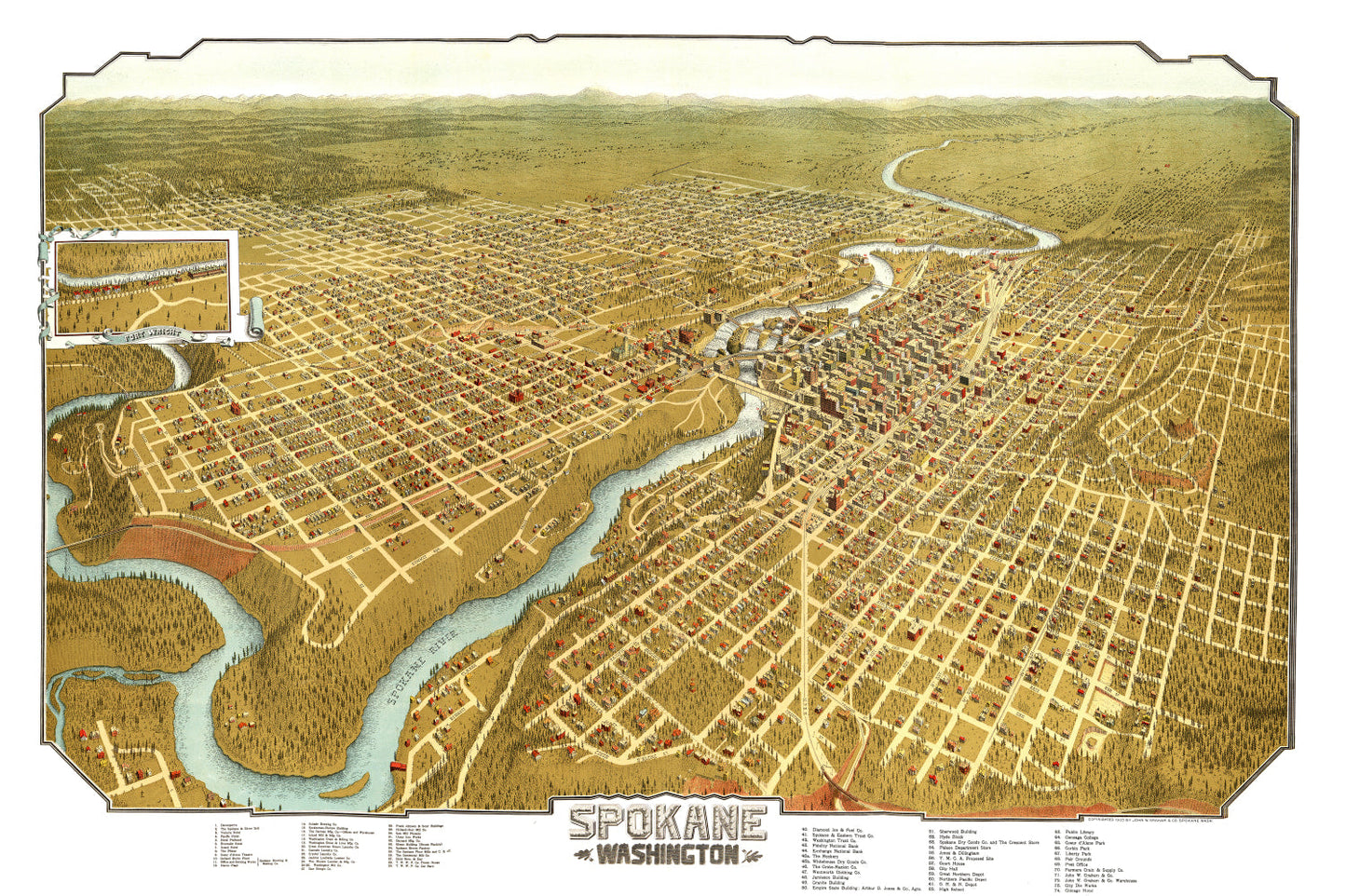 Vintage Map of Spokane, Washington, 1905