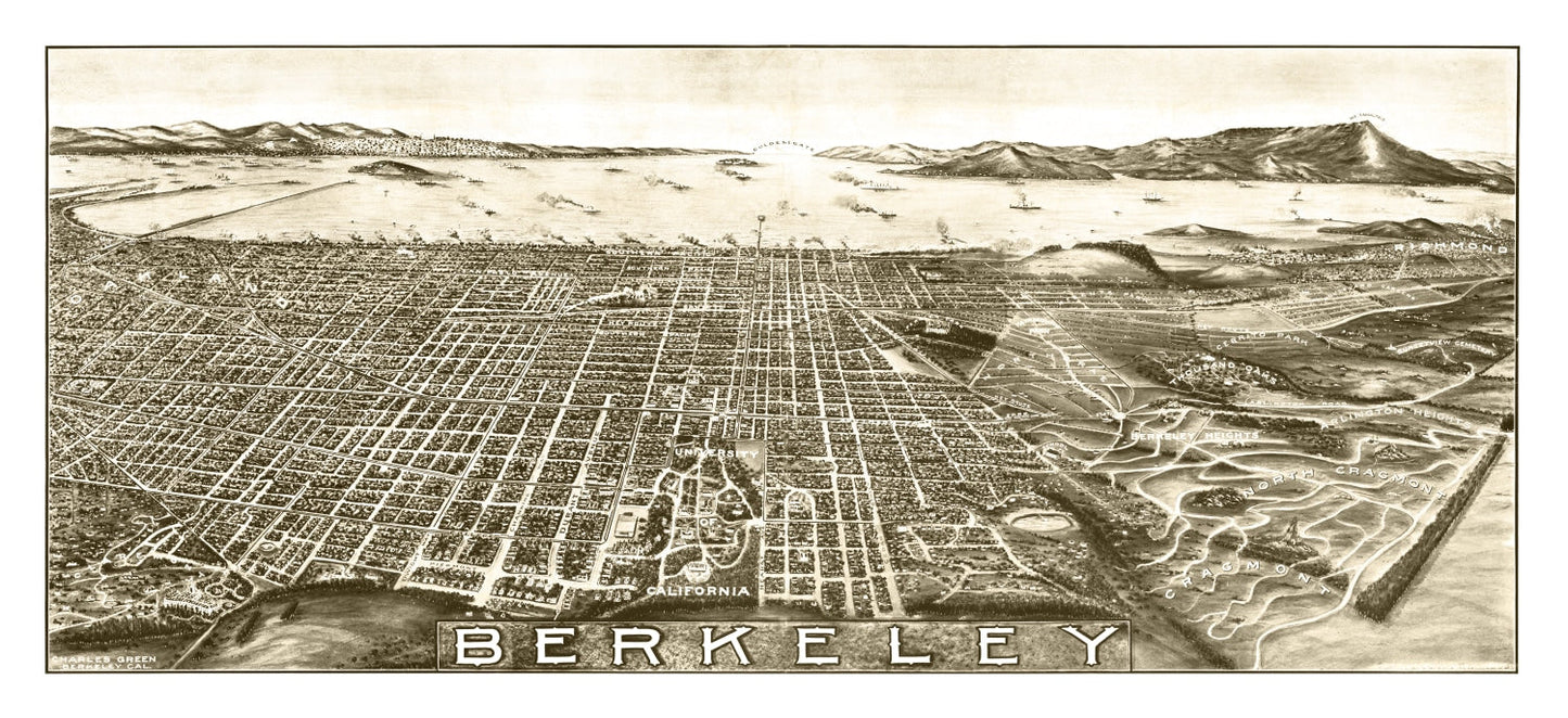 Vintage Map of Berkeley, California, 1909
