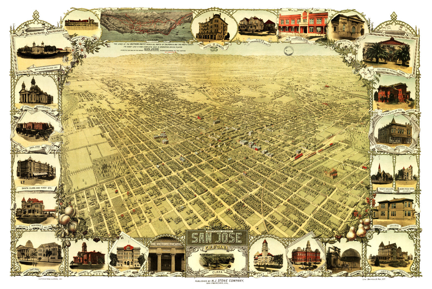 Vintage Map of San Jose, California, 1901
