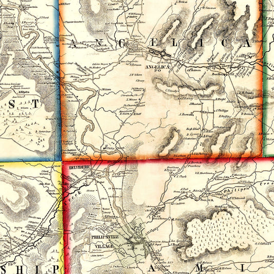Vintage Map of Allegany County, New York, 1856