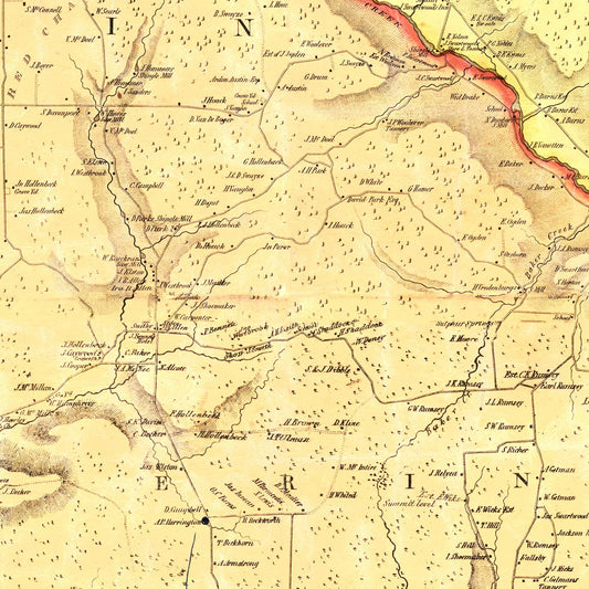 Vintage Map of Chemung County, New York, 1853
