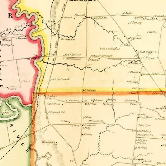 Vintage Map of Livingston County, New York, 1852