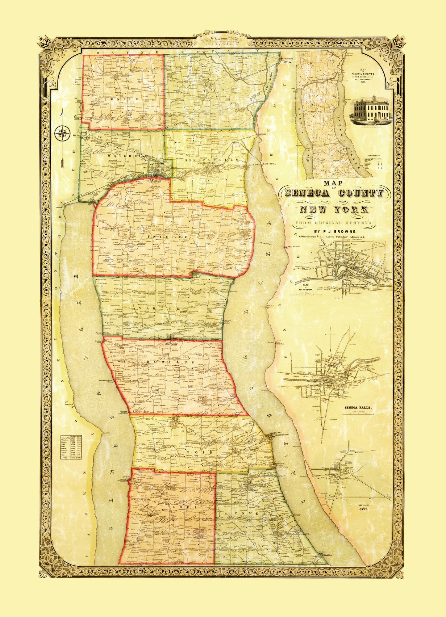 Vintage Map of Seneca County, New York, 1858