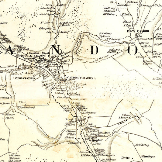 Vintage Map of Tioga County, New York, 1855