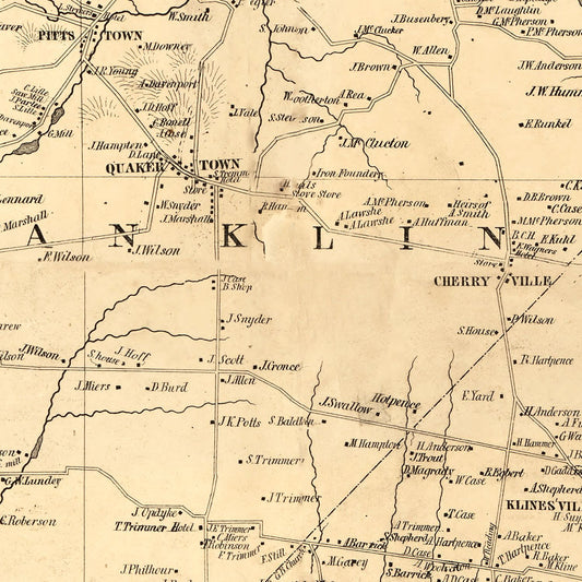 Vintage Map of Hunterdon County, New Jersey, 1851