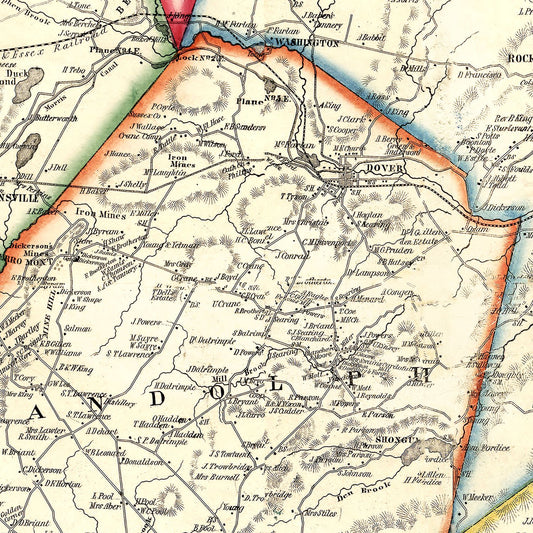 Vintage Map of Morris County, New Jersey, 1853