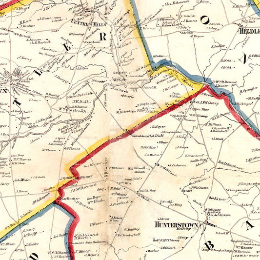 Vintage Map of Adams County, New Jersey, 1858