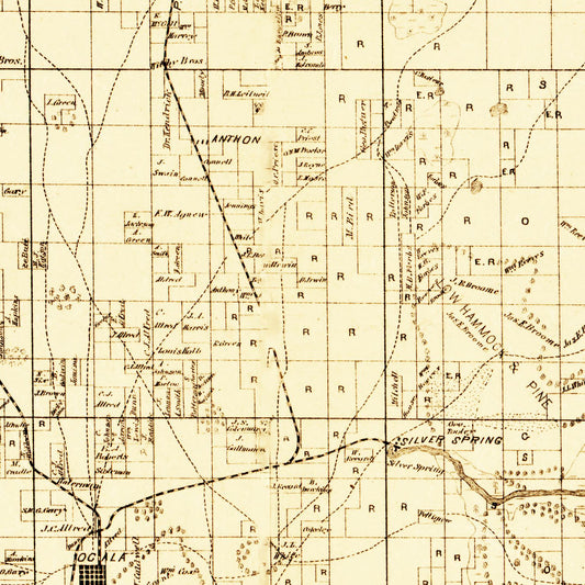 Vintage Map of Marion County, Florida, 1883