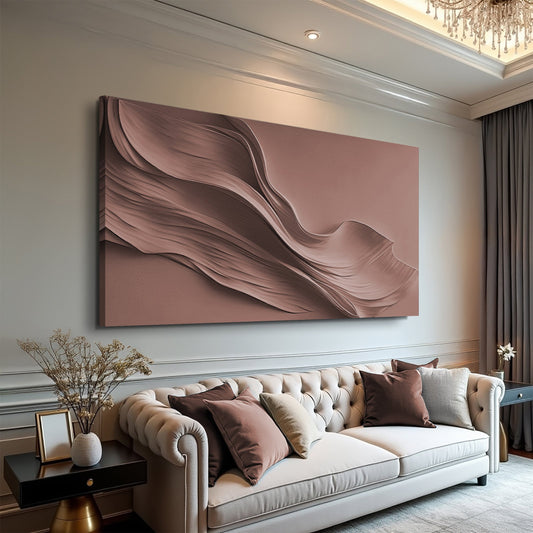 Terracotta Flowing Wave Minimalist canvas shown in a styled room setting, view 2