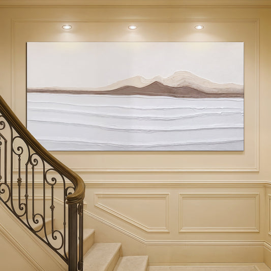 Earth Tone Layered Ridge Abstract canvas shown in a styled room setting, view 2
