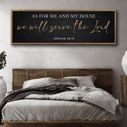 Joshua 24:15 As for Me and My House canvas shown in a styled room setting, view 2