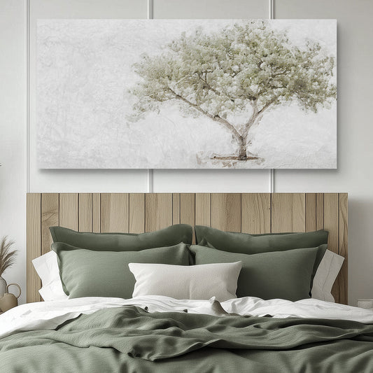 Sage Green Olive Tree canvas shown in a styled room setting, view 2