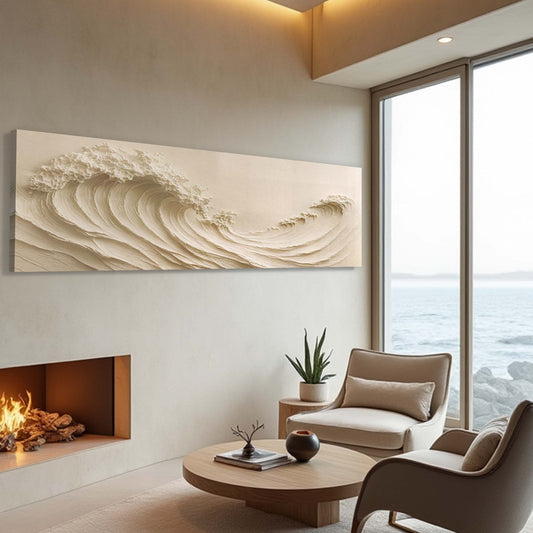 Cream Curling Wave canvas shown in a styled room setting, view 2