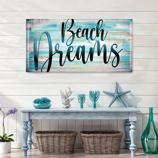 Beach Dreams Turquoise canvas shown in a styled room setting, view 2