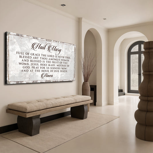 Hail Mary White Marble Look canvas shown in a styled room setting, view 2