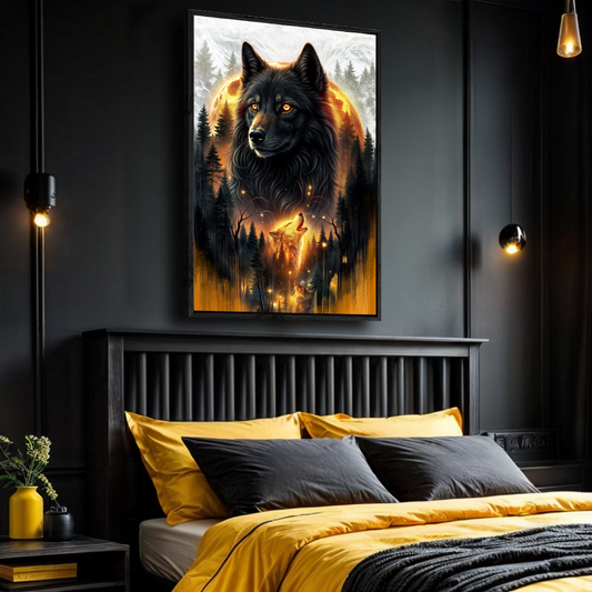 Eclipse of the Alpha Wolf Canvas Wall Art