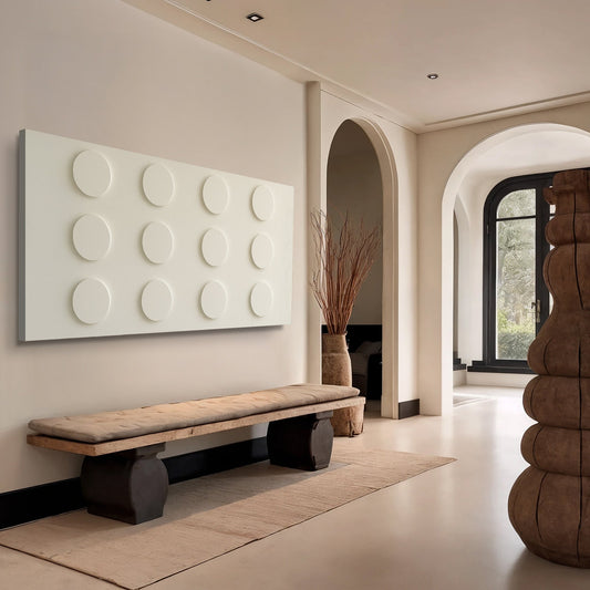 Cream Twelve Circles Geometric canvas shown in a styled room setting, view 2
