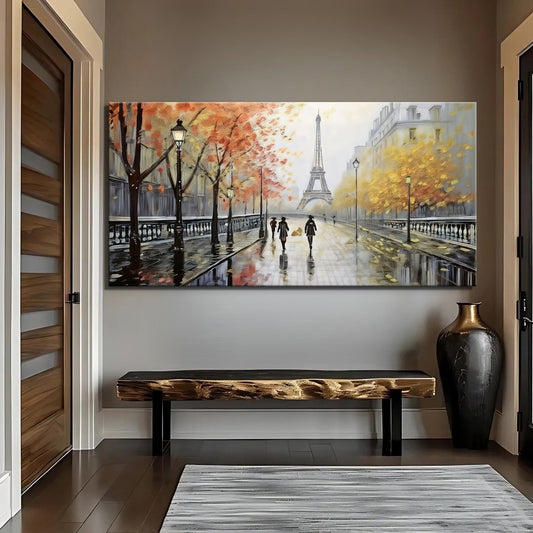 Autumn Paris Promenade canvas shown in a styled room setting, view 2