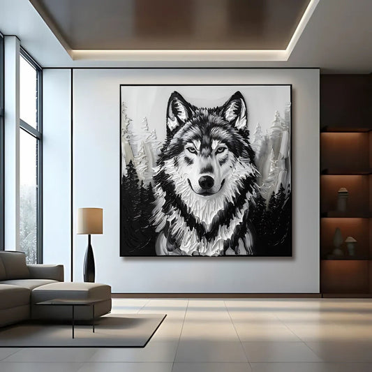 3D Wolf Canvas Wall Art Square