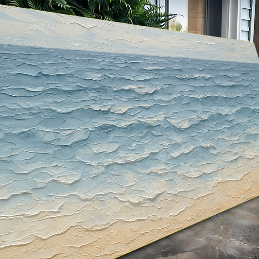 Blue Ripple Waves Over Sand canvas shown in a styled room setting, view 2