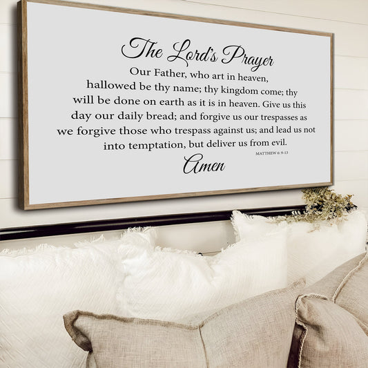 Lord's Prayer Classic Black and White canvas shown in a styled room setting, view 2